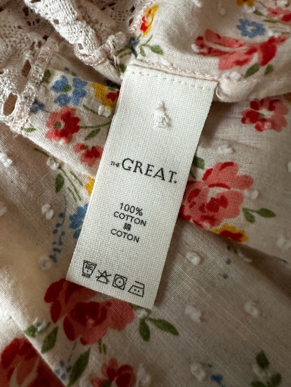 The Great. Serenade Dress in Pale Pink Kerchief Rose Print - Picture 14 of 17